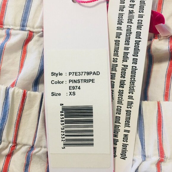 PARKER Dane Off Shoulder Embroidered 3/4 Sleeves Stripe Scallop Blouse XS NEW - Picture 10 of 12